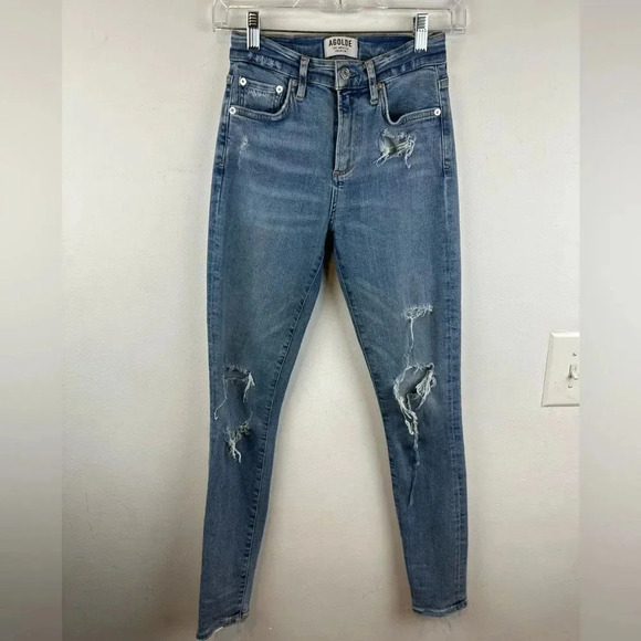 AGOLDE Sophie High Rise Distressed Skinny Jeans Sz 24 - Picture 5 of 16